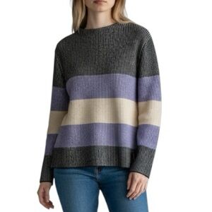 Faber 🇩🇪 cotton blend striped knit boxy mock neck sweater excellent condition